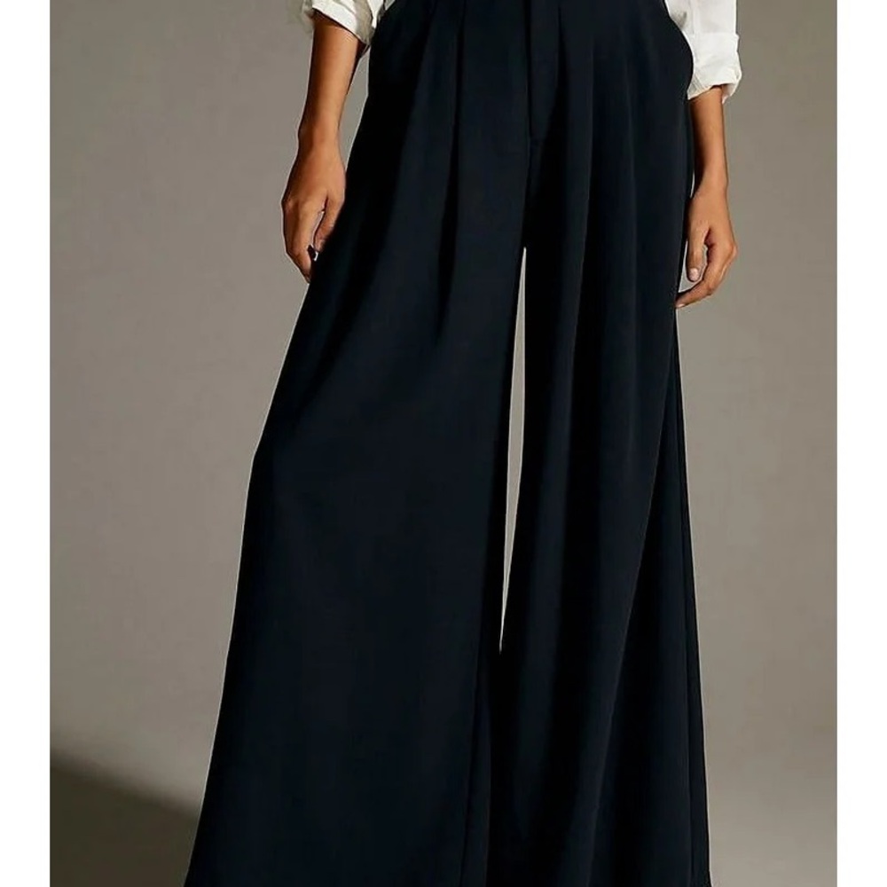 Anthropologie Wide-Leg Navy Palazzo Pants